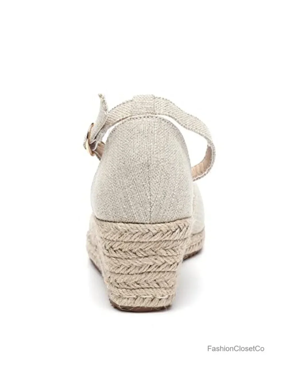 Canvas Espadrille Wedge Sandals with Adjustable Buckle Ankle Strap